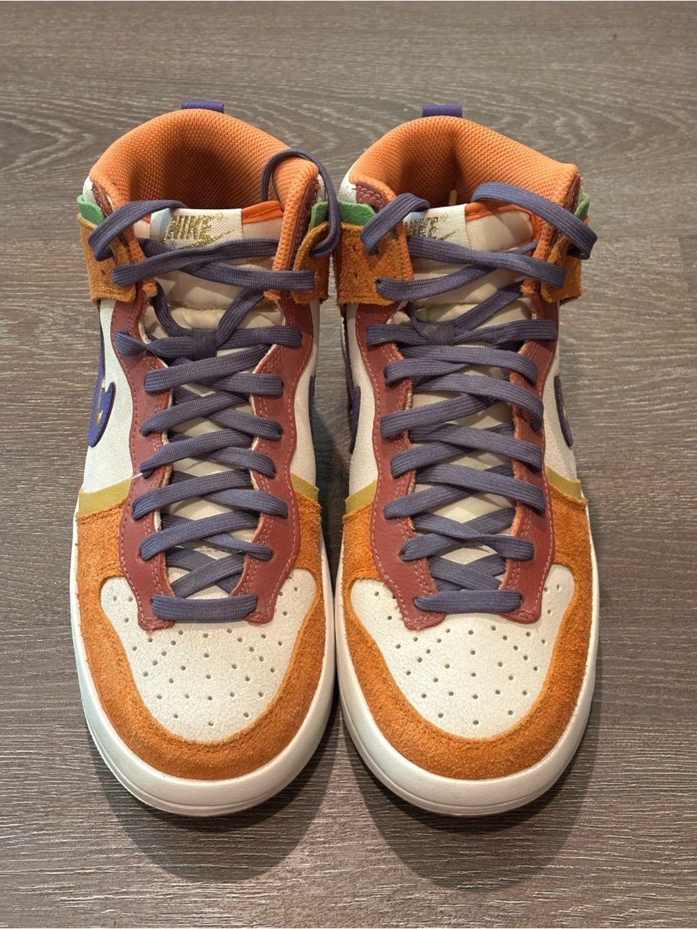 Women’s Nike High-Top Sneakers - Orange, Cream & Purple